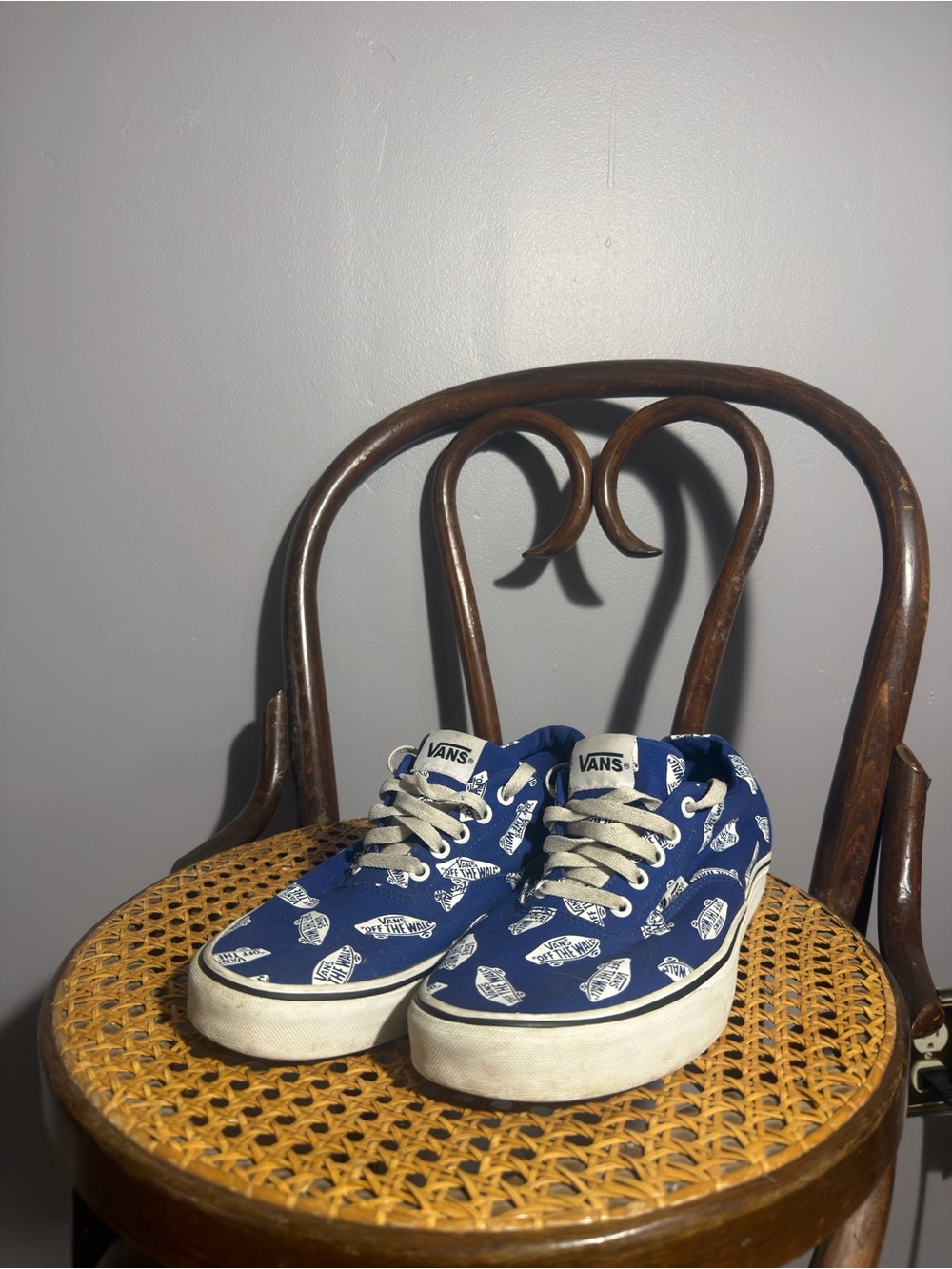 Vans Kids Navy Blue Canvas Sneakers with White Graphics